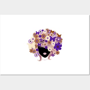 Woman with Flowers and Butterflies Posters and Art